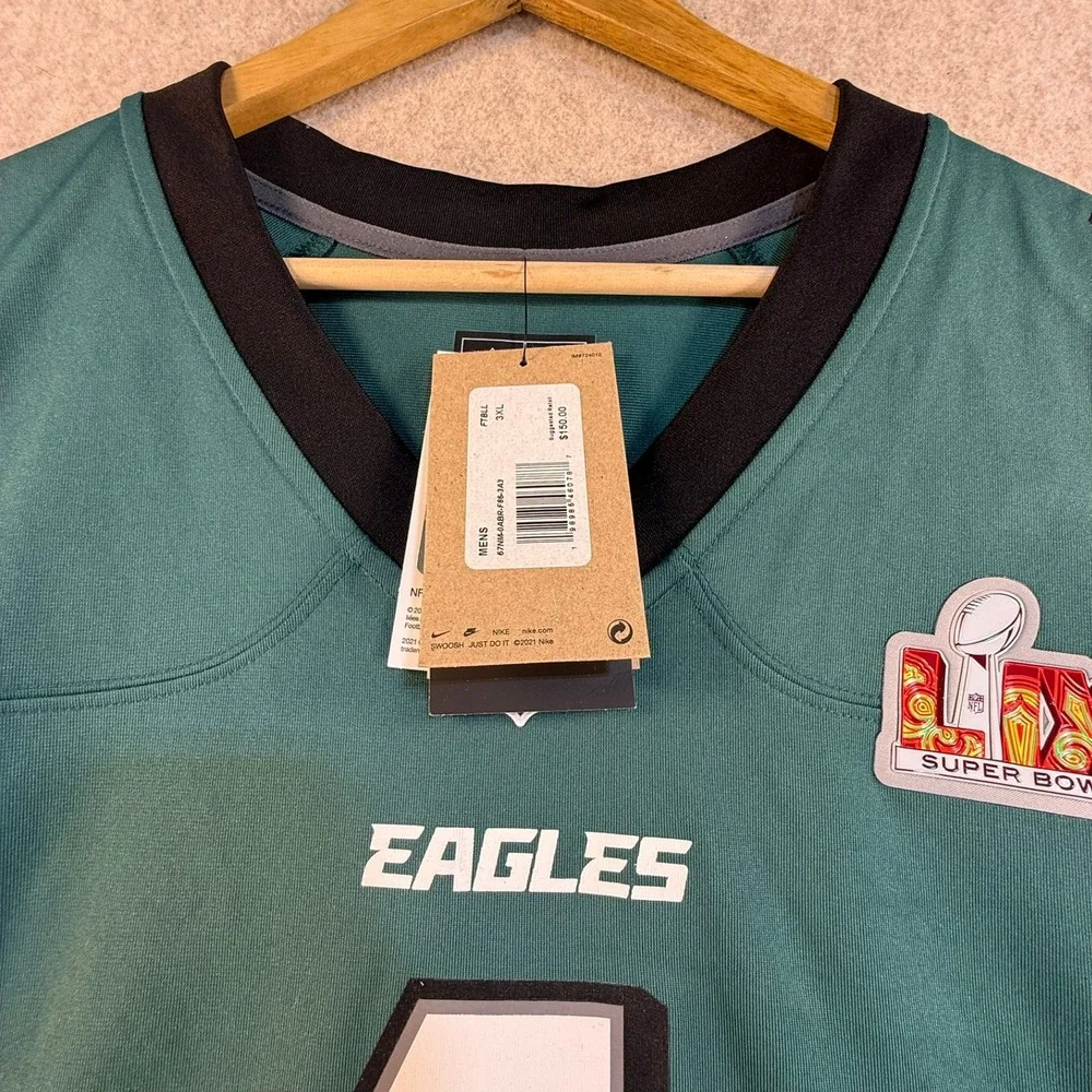 NWT Nike Philadelphia Eagles Jalen Hurts Super Bowl LVII Jersey Green 3XL